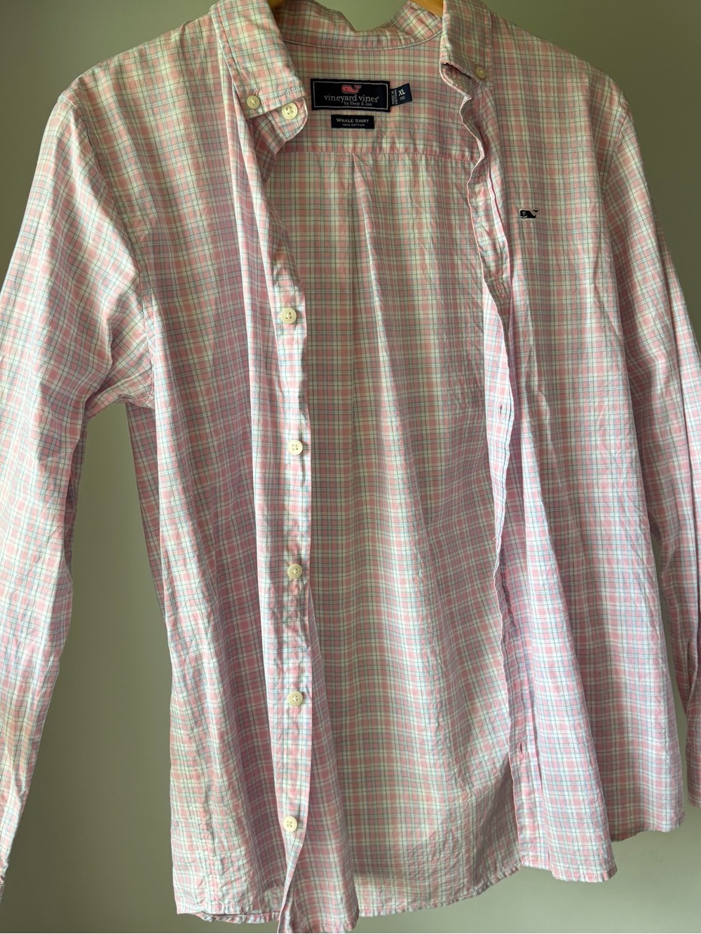 Vineyard Vines Pink and Light Blue Plaid Button-Down Shirt